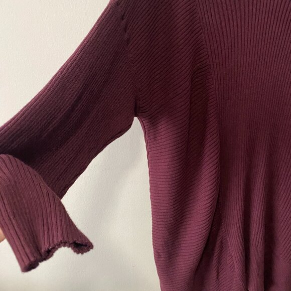 DG2 Diane Gilman Burgundy Cotton Blend V-Neck Sweater - Picture 9 of 13